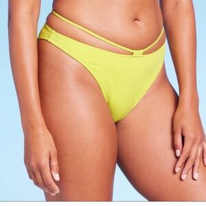Shade & Shore Lime Green Strappy Bikini Bottom